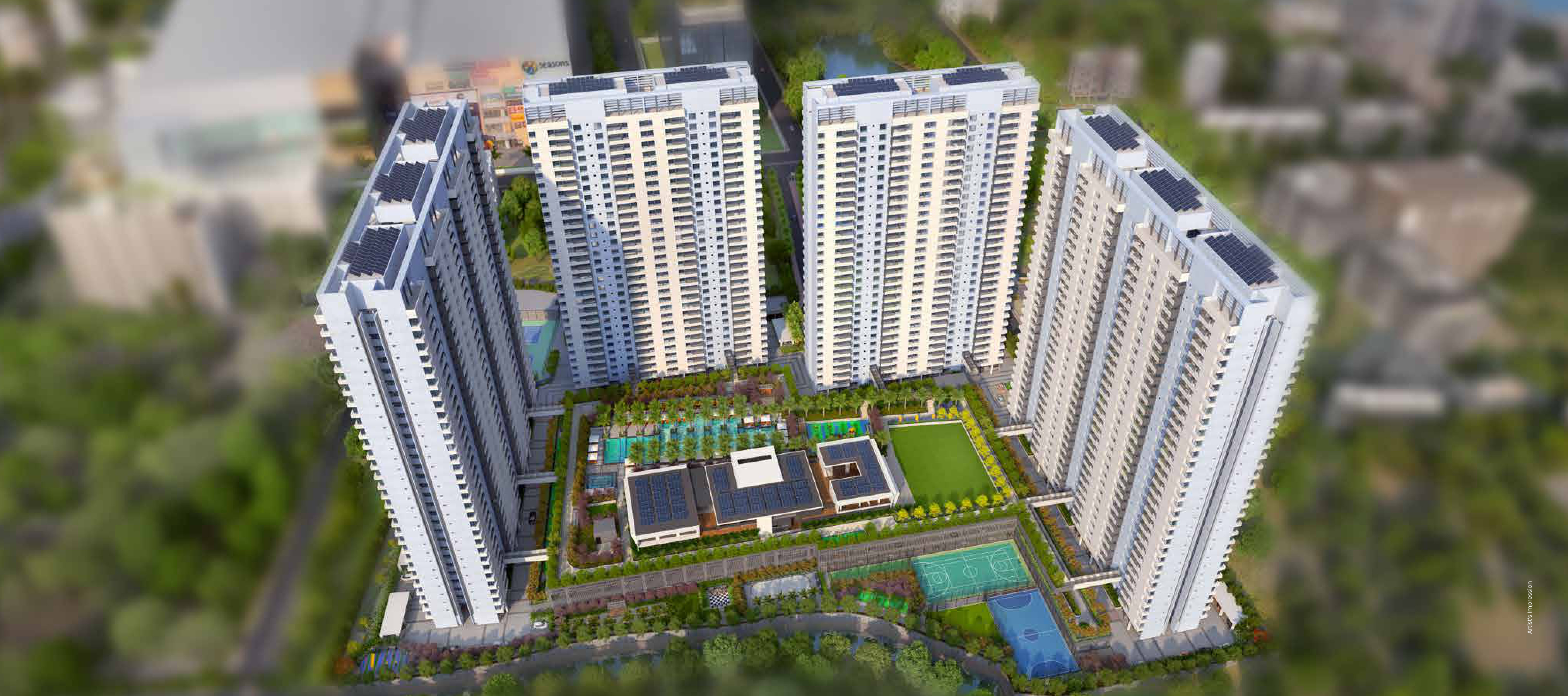 Tower and wing layout — A1, A2, B1, B2 high-rise towers